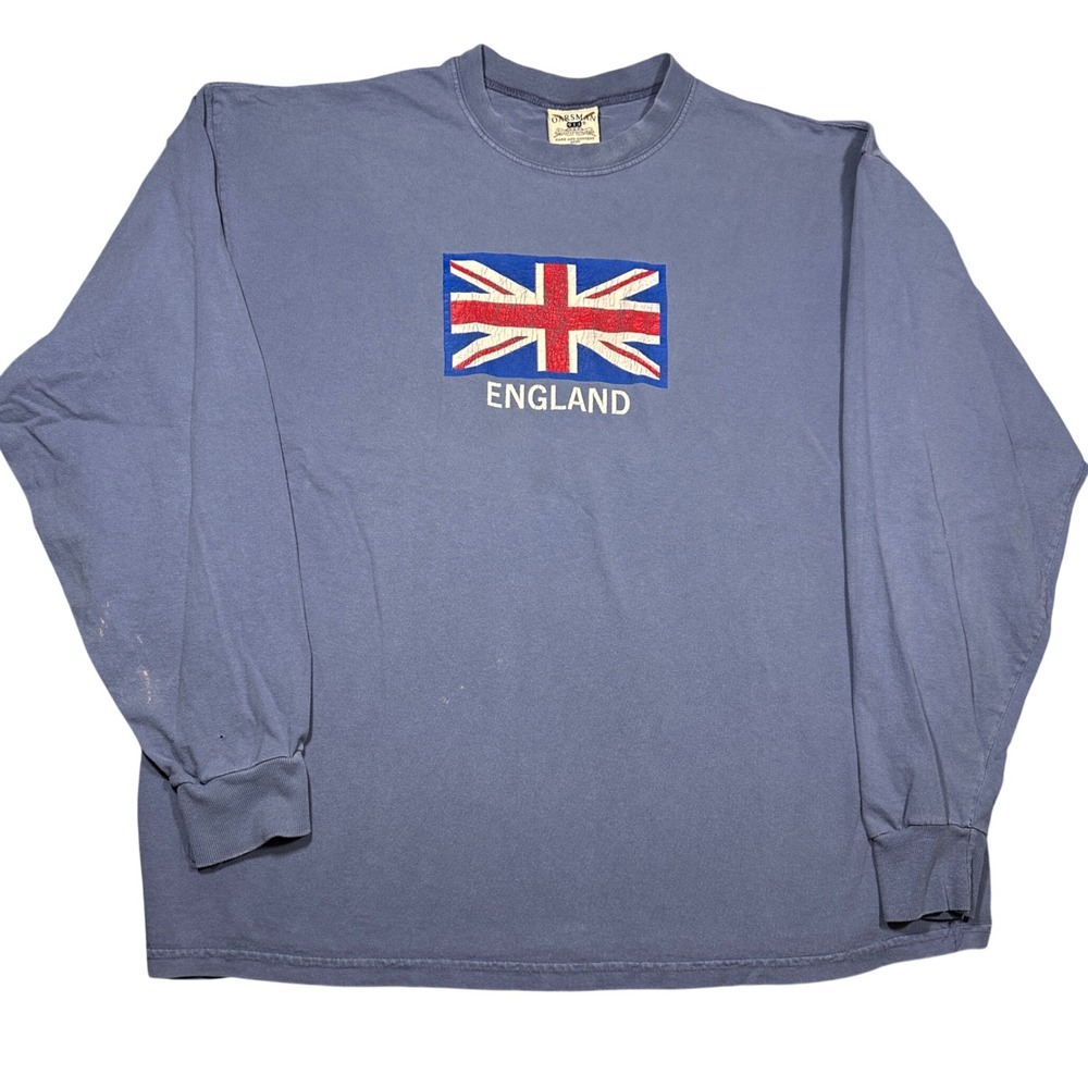 Vintage Oarsman 913 England Union Jack Long Sleeve T-Shirt Blue Large - Picture 1 of 7